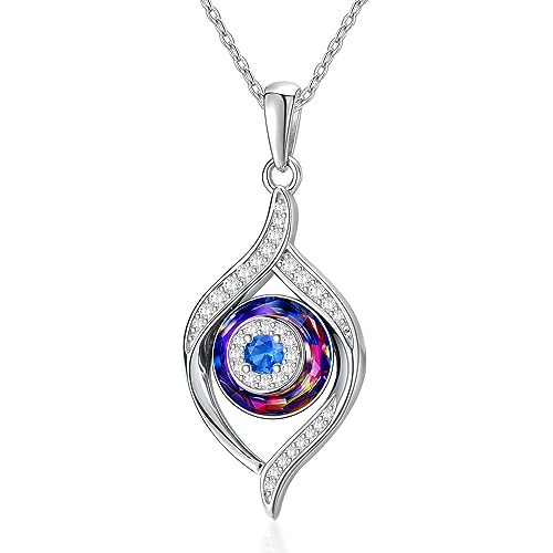 ZCVFROY Evil Eye Pendant Halskette - blau, lila, Vulkanblau; Glück Amulettschmuck für Frauen von ZCVFROY