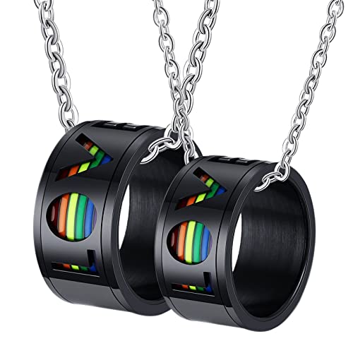 ZCVFROY Gay Necklace for Men, 11MM Stainless Steel Black Jewellery for Necklaces 2PCS Couples Necklace von ZCVFROY