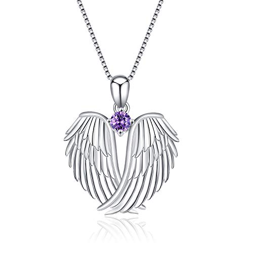 ZCVFROY Guardian Angel Wings Pendant Necklace with Sparkle Cumbic IA Jewellery for Women Girls von ZCVFROY