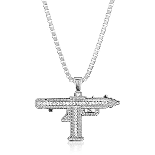 ZCVFROY Hip Hop Jewelry AK-47 Pendant Necklace Necklace Crystal Colar For Unisex Present von ZCVFROY