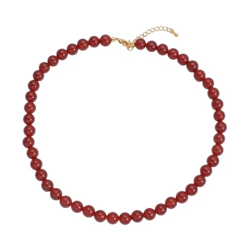 ZCVFROY Jewellery Necklace Chain, Women 1 Plated Red 3-8MM Agate Vintage Pendant Necklace 17 Inch von ZCVFROY