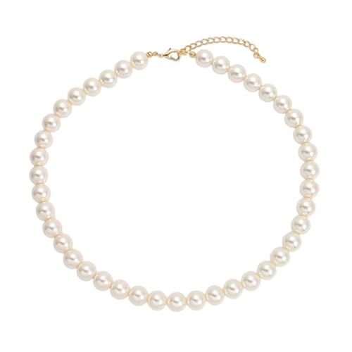 ZCVFROY Party Necklaces for Women, 1 Plated 2-12MM Pearl Vintage Pendant Necklace 18.7 Inch Jewellery von ZCVFROY