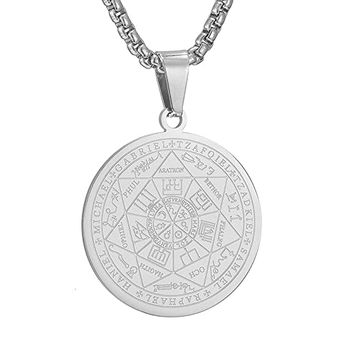 ZCVFROY Punk Men's The Seal of The Seven Archangels Necklaces Male Stainless Steel Male Pendant Necklaces Amulet Jewelry Present von ZCVFROY