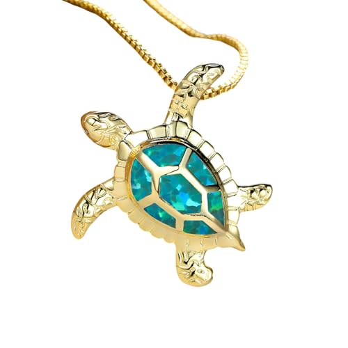 ZCVFROY S Meeresschildkrötenkette S für Frauen, blau weiße lila Opal -Schildkrötenkorridor - Klassische hawaiianische Schildkrötenkette, Schildkrötenanhänger, Seelenschildkröte Halskette für von ZCVFROY