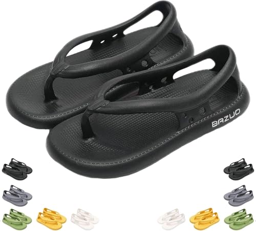 ZCXCsfp BAZUOO Sandalen Sommer Unisex Komfort Walking Flip Flops Dicke Sohle rutschfeste Bazuoo Slides, Schwarz , 7-7.5UK von ZCXCsfp