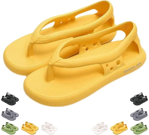 ZCXCsfp BAZUOO Sandalen Sommer Unisex Komfort Walking Flip Flops Dicke Sohle rutschfeste Bazuoo Slides, gelb, 4-5UK von ZCXCsfp