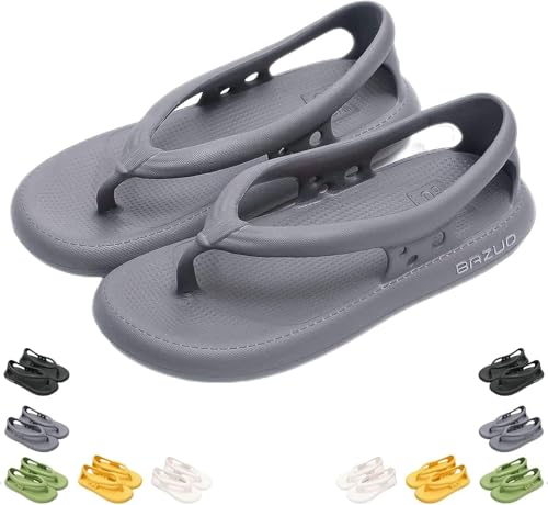ZCXCsfp BAZUOO Sandalen Sommer Unisex Komfort Walking Flip Flops Dicke Sohle rutschfeste Bazuoo Slides, grau, 4-5UK von ZCXCsfp