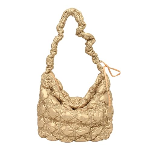 ZCXCsfp Damen Handtaschen mit Luftblasen plissiert Wolke Pendler Tasche Mode lässig gesteppte Stickerei große Kapazität Kordelzug Kuriertasche, gold, 41x30x11cm/16.14x11.81x4.33in von ZCXCsfp
