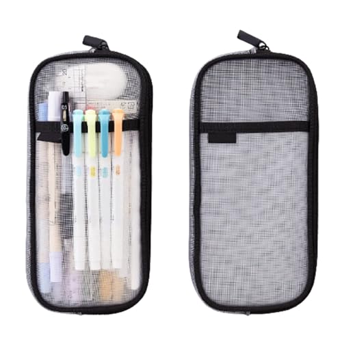 ZCXCsfp Federmäppchen, transparentes Federmäppchen, multifunktional, Schreibwaren-Tasche, Organizer, Schreibwaren, Federmäppchen für Schule, Büro, Schwarz, Niedlich von ZCXCsfp
