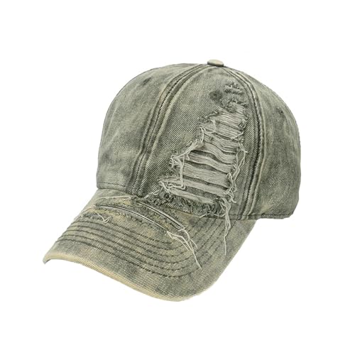 ZCXCsfp Ripped Cap Rap Y2K Hip Hop Baseball Cap Vintage Baseball Cap Denim Baseball Cap Damen Herren Retro Unisex Hut Sport Golf Cap Verstellbare Sonnenkappe, A2, Gelb, M von ZCXCsfp