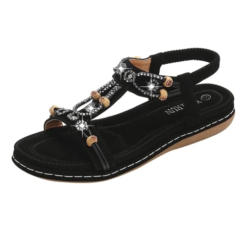ZCXCsfp Sandalen für Damen, Sommer, Boho, offener Zehenbereich, Riemchensandalen, flach, elegant, bequem, lässig, Strand, Reisen, Sandalen, Schwarz , 38 eu ZCXCsfp Sandalen für Damen, Sommer, Boho, offener Zehenbereich, Riemchensandalen, flach, elegant, bequem, lässig, Strand, Reisen, Sandalen, Schwarz , 38 eu von ZCXCsfp