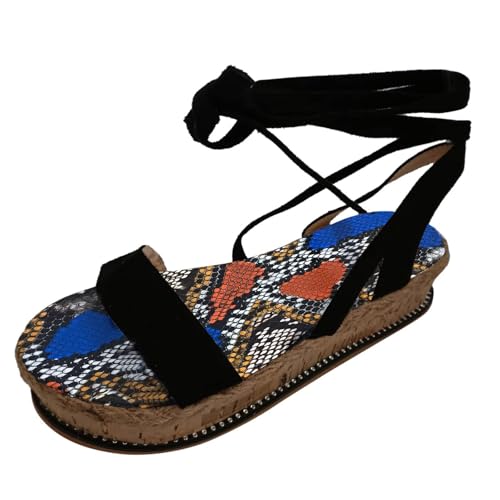 ZCXCsfp Sandalen für Frauen, Frauen Keilsandalen Schnürer Riemchensandalen Damen Elegant Casual Reise Strand Sommer Sandalen, Schwarz , 37 eu ZCXCsfp Sandalen für Frauen, Frauen Keilsandalen Schnürer Riemchensandalen Damen Elegant Casual Reise Strand Sommer Sandalen, Schwarz , 37 eu von ZCXCsfp