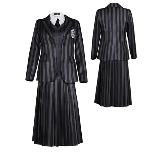 ZCXCsfp Wednesdays Addams Kostüm, Akademie Schuluniform Anzug Cosplay Kostüm Kleid Party Kostüm für Damen, Schwarz , M von ZCXCsfp