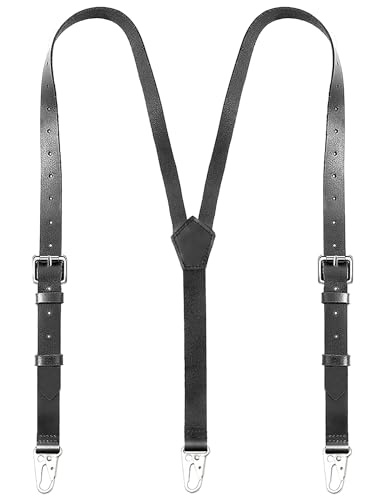ZCXQM Hosenträger aus echtem Leder für Herren, strapazierfähig, Y-Rücken, Herren-Hosenträger für Kleid, Hosen, Trauzeugen, Geschenk zur Hochzeit, Schwarz, 32in-45in ZCXQM Hosenträger aus echtem Leder für Herren, strapazierfähig, Y-Rücken, Herren-Hosenträger für Kleid, Hosen, Trauzeugen, Geschenk zur Hochzeit, Schwarz, 32in-45in von ZCXQM