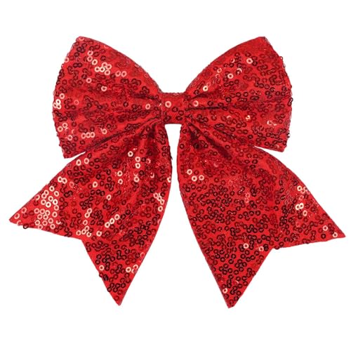 Rote Haarschleife für Damen und Mädchen, glitzernde Haarschleife, 17,8 cm, Pailletten, Haarschmuck, Haarnadel, Schleife, Haarspange, SJR07 (rote Schleifenklammer) von ZCYYYS