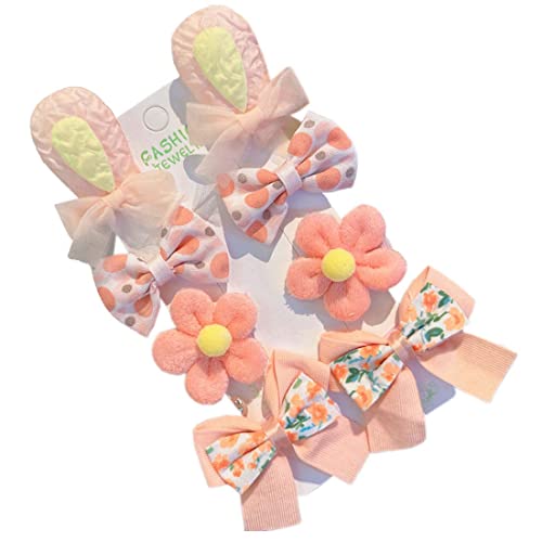 TSFJ32 Haarspange für Babys, Mädchen, Blume, Schleife, Osterhase, Ohren, Haarschmuck, 8 Stück (Koralle) von ZCYYYS