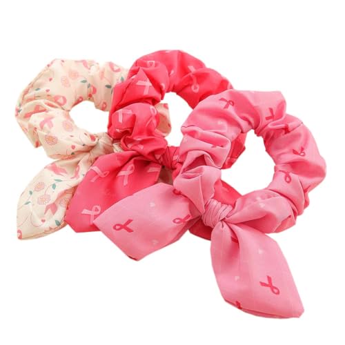 TSFQ11 Haargummis für Brustkrebs, rosa Haargummis, Hasenohren, Pferdeschwanz-Halter für Damen und Mädchen, 3 Stück TSFQ11 Haargummis für Brustkrebs, rosa Haargummis, Hasenohren, Pferdeschwanz-Halter für Damen und Mädchen, 3 Stück von ZCYYYS