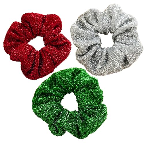 Weihnachts-Haargummis für Mädchen, Rot, Weiß, Grün, Haarband, Haargummis, Weihnachts-Haar-Accessoire für Damen, Haarhalter, TSFQ14 (Rot, Weiß, Grün, Set) von ZCYYYS