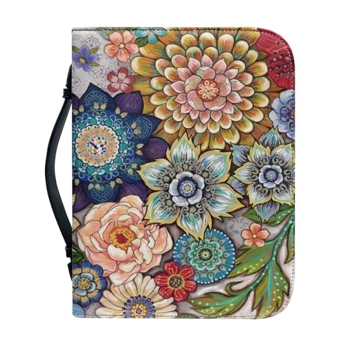 ZDCUSTOM Bibeltasche mit Reißverschlusstasche und Griff, christliches Geschenk für Damen, Herren, Mutter, Vater, Freund, Größe M/L/XL/2XL, Blütenblume, M von ZDCUSTOM