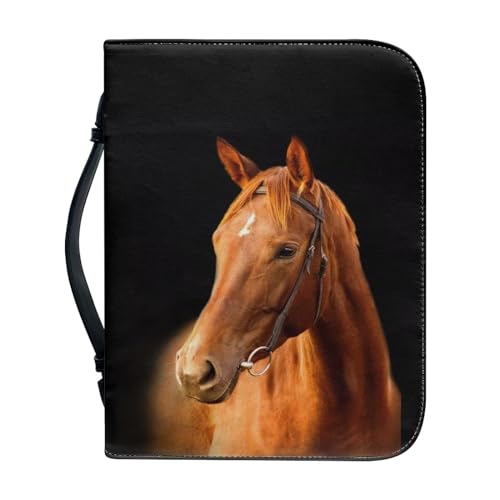 ZDCUSTOM Bibeltasche mit Reißverschlusstasche und Griff, christliches Geschenk für Damen, Herren, Mutter, Vater, Freund, Größe M/L/XL/2XL, Braunes Pferd, XX-Large von ZDCUSTOM