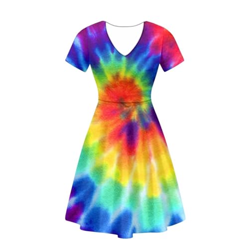 ZDCUSTOM Damen Freizeitkleider Sommer Kurzarm V-Ausschnitt Sexy Midikleid, Bunt gefärbt, Medium ZDCUSTOM Damen Freizeitkleider Sommer Kurzarm V-Ausschnitt Sexy Midikleid, Bunt gefärbt, Medium von ZDCUSTOM