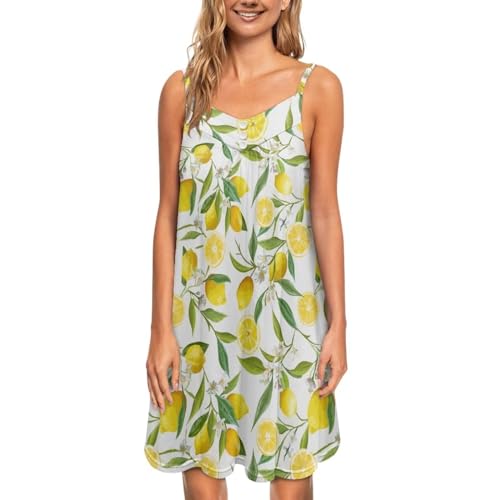 ZDCUSTOM Damen-Minikleid mit Spaghettiträgern, V-Ausschnitt, ärmellos, Cocktailparty, Strand, Größe XS - 3XL, Gelbe Zitrone., Small ZDCUSTOM Damen-Minikleid mit Spaghettiträgern, V-Ausschnitt, ärmellos, Cocktailparty, Strand, Größe XS - 3XL, Gelbe Zitrone., Small von ZDCUSTOM