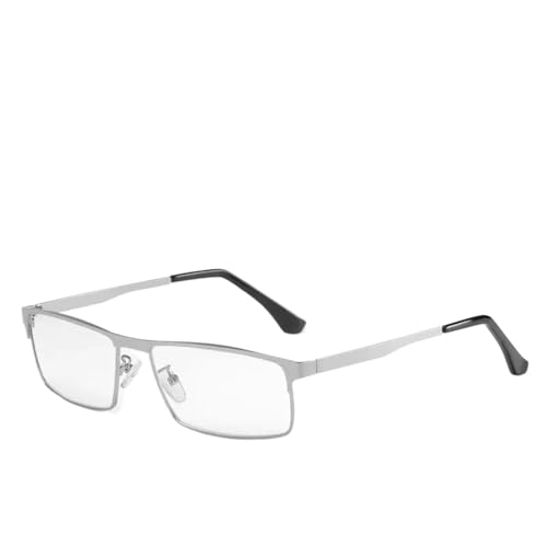 ZDDOUS Reading Glasses for Men Women Metal Rectangular Frame with Comfort Spring Hinge Glasses Box (Silver,3.5) von ZDDOUS