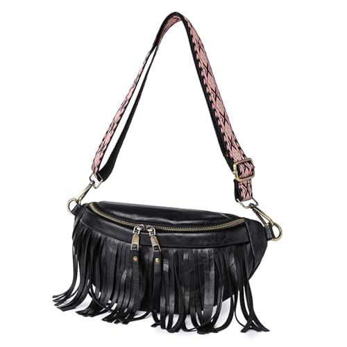 ZDETGU Frauen Vintage Fringe Umhängetasche PU Ledertasche für Reisebasche Lässige Ausflüge Beige Größe (Eine Größe) von ZDETGU