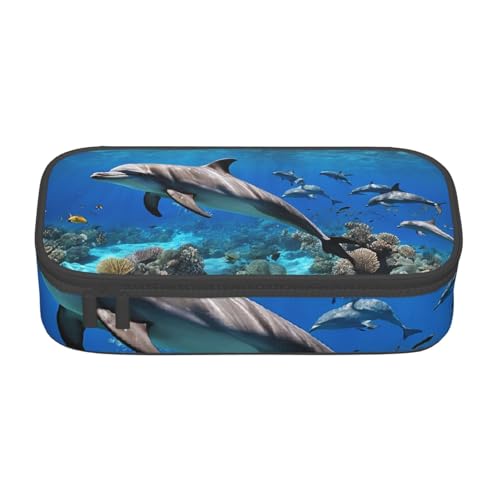 ZDFHKYDY Animal Prints Große Kapazität Büro Federmäppchen für Erwachsene, tragbare Schreibwarentasche für Stifte, Marker und Zubehör – 21 x 9,5 x 5 cm, 3D Unterwasserwelt Fisch Delphi, Einheitsgröße ZDFHKYDY Animal Prints Große Kapazität Büro Federmäppchen für Erwachsene, tragbare Schreibwarentasche für Stifte, Marker und Zubehör – 21 x 9,5 x 5 cm, 3D Unterwasserwelt Fisch Delphi, Einheitsgröße von ZDFHKYDY