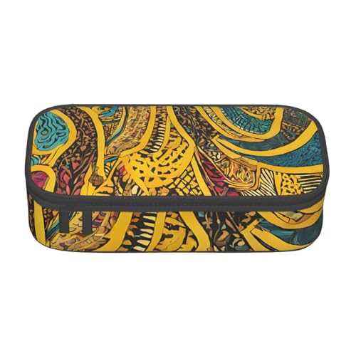 ZDFHKYDY Animal Prints Große Kapazität Büro Federmäppchen für Erwachsene, tragbare Schreibwarentasche für Stifte, Marker und Zubehör – 21 x 9,5 x 5 cm, Afrikanisches Weben, Einheitsgröße von ZDFHKYDY