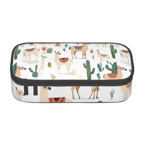 ZDFHKYDY Animal Prints Große Kapazität Büro Federmäppchen für Erwachsene, tragbare Schreibwarentasche für Stifte, Marker und Zubehör – 21 x 9,5 x 5 cm, Alpaka Llama, Einheitsgröße, Taschen-Organizer von ZDFHKYDY