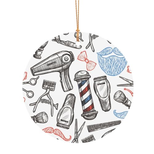 ZDFHKYDY Barber Shop Monochrom-Stil – individuelle runde Aluminium-Anhänger – doppelseitiger Druck, vorgebohrtes Loch für Bastelarbeiten und Veranstaltungen., 8 cm, Aluminium ZDFHKYDY Barber Shop Monochrom-Stil – individuelle runde Aluminium-Anhänger – doppelseitiger Druck, vorgebohrtes Loch für Bastelarbeiten und Veranstaltungen., 8 cm, Aluminium von ZDFHKYDY
