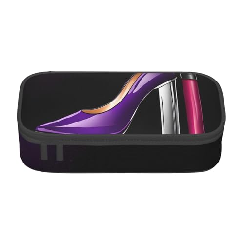 ZDFHKYDY Elephant Federmäppchen für Erwachsene, große Kapazität, tragbare Schreibwarentasche für Stifte, Marker und Zubehör, 21 x 9,5 x 5 cm, Elegante lila High Heels mit Lippenstift, Einheitsgröße von ZDFHKYDY