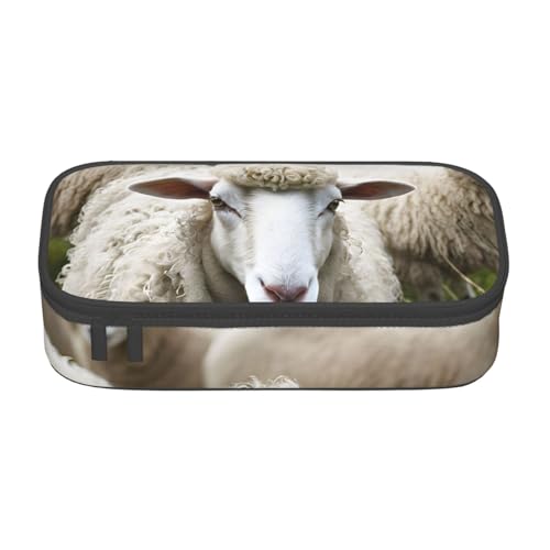 ZDFHKYDY Elephant Federmäppchen für Erwachsene, große Kapazität, tragbare Schreibwarentasche für Stifte, Marker und Zubehör, 21 x 9,5 x 5 cm, Niedliches Schaf-Lamm, Einheitsgröße, Taschen-Organizer von ZDFHKYDY