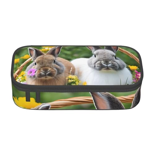 ZDFHKYDY Elephant Federmäppchen für Erwachsene, große Kapazität, tragbare Schreibwarentasche für Stifte, Marker und Zubehör, 21 x 9,5 x 5 cm, Süße Kaninchen, Einheitsgröße, Taschen-Organizer von ZDFHKYDY