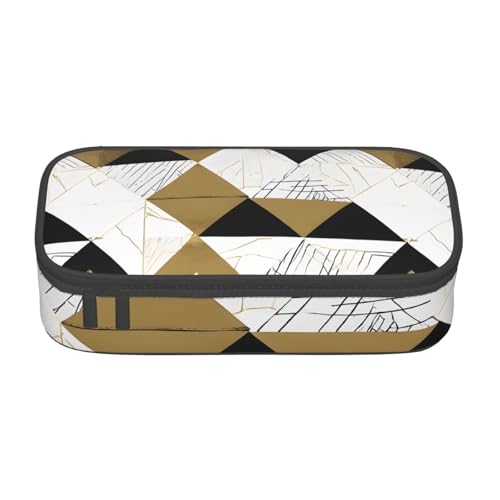 ZDFHKYDY Exotic Tropical Pineapple Große Kapazität Büro Federmäppchen für Erwachsene, tragbare Schreibwarentasche für Stifte, Marker und Zubehör – 21 x 9,5 x 5 cm, Moderne, schwarz-weißgoldene von ZDFHKYDY