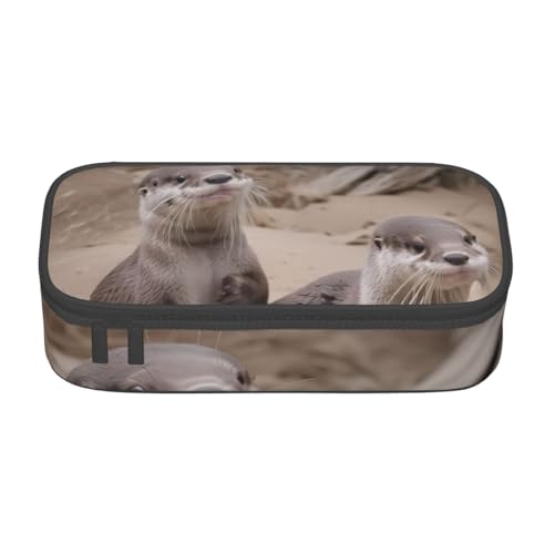 ZDFHKYDY Exotic Tropical Pineapple Große Kapazität Büro Federmäppchen für Erwachsene, tragbare Schreibwarentasche für Stifte, Marker und Zubehör – 21 x 9,5 x 5 cm, Niedlicher Otter, Einheitsgröße von ZDFHKYDY