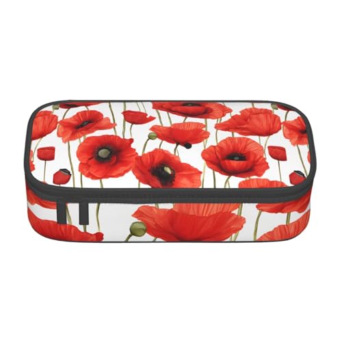 ZDFHKYDY Federmäppchen mit Flagge der Freiheitsstatue, großes Fassungsvermögen, Büro-Federmäppchen für Erwachsene, tragbare Schreibwarentasche für Stifte, Marker und Zubehör, 21 x 9,5 x 5 cm, Rote von ZDFHKYDY