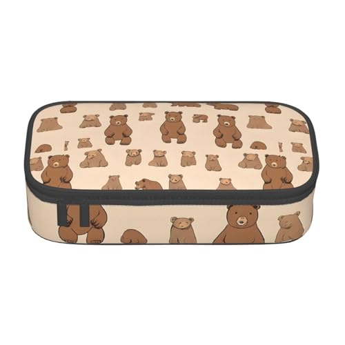 ZDFHKYDY Federmäppchen mit buntem Schmetterling, großes Fassungsvermögen, für Erwachsene, tragbare Schreibwarentasche für Stifte, Marker und Zubehör, 21 x 9,5 x 5 cm, Niedlicher Cartoon-Bär von ZDFHKYDY