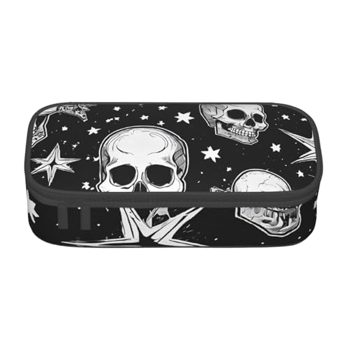 ZDFHKYDY Federmäppchen mit gelbem Zitronendruck, großes Fassungsvermögen, für Erwachsene, tragbare Schreibwarentasche für Stifte, Marker und Zubehör, 21 x 9,5 x 5 cm, Weißer Punk-Totenkopf von ZDFHKYDY