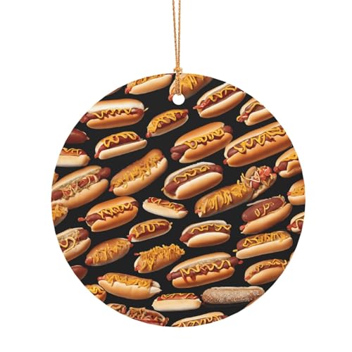 ZDFHKYDY Fun Food Hot Dogs – Bedruckter runder Aluminium-Anhänger – doppelseitiger Druck, vorgebohrtes Loch für Bastelarbeiten und Veranstaltungen., 8 cm, Aluminium ZDFHKYDY Fun Food Hot Dogs – Bedruckter runder Aluminium-Anhänger – doppelseitiger Druck, vorgebohrtes Loch für Bastelarbeiten und Veranstaltungen., 8 cm, Aluminium von ZDFHKYDY