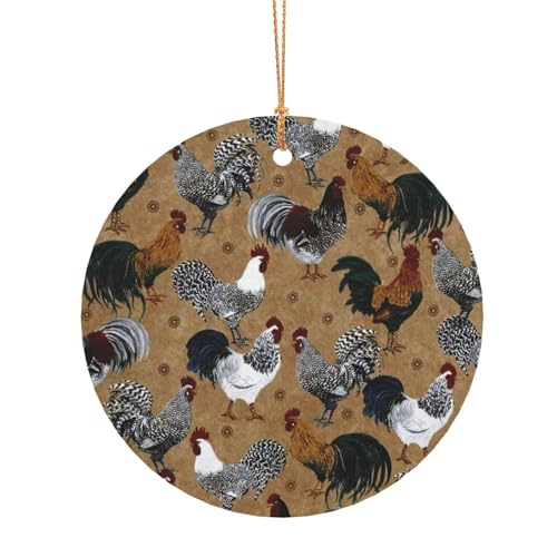 ZDFHKYDY Hahn Huhn – Bedruckter runder Aluminium-Anhänger – doppelseitiger Druck, vorgebohrtes Loch für Bastelarbeiten und Veranstaltungen., 10 cm, Aluminium ZDFHKYDY Hahn Huhn – Bedruckter runder Aluminium-Anhänger – doppelseitiger Druck, vorgebohrtes Loch für Bastelarbeiten und Veranstaltungen., 10 cm, Aluminium von ZDFHKYDY