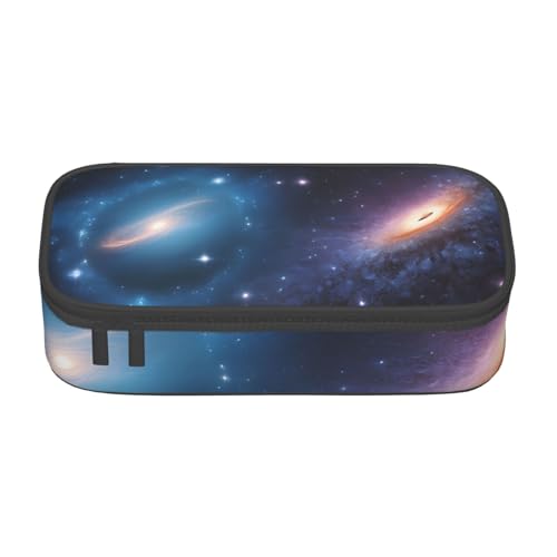 ZDFHKYDY Halloween-Federmäppchen mit Skelettschädel und großem Fassungsvermögen, für Erwachsene, tragbare Schreibwarentasche für Stifte, Marker und Zubehör, 21 x 9,5 x 5 cm, Galaxy, Einheitsgröße von ZDFHKYDY