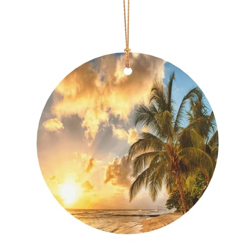 ZDFHKYDY Hawaiianische Palme mit Sonnenuntergang-Druck, runde Aluminium-Anhänger, doppelseitiger Druck, vorgebohrtes Loch für Bastelarbeiten und Veranstaltungen., 10 cm, Aluminium ZDFHKYDY Hawaiianische Palme mit Sonnenuntergang-Druck, runde Aluminium-Anhänger, doppelseitiger Druck, vorgebohrtes Loch für Bastelarbeiten und Veranstaltungen., 10 cm, Aluminium von ZDFHKYDY