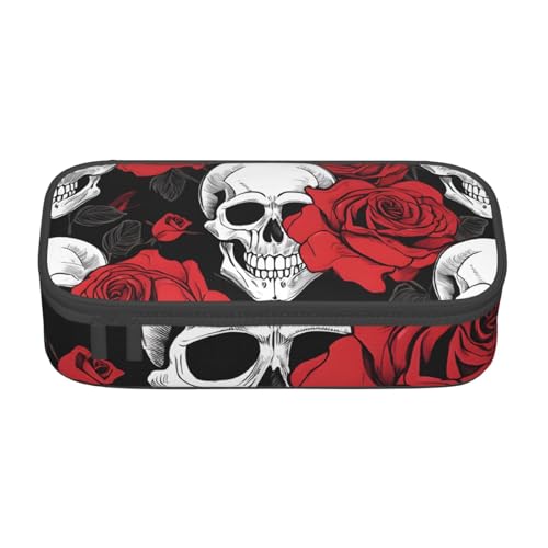 ZDFHKYDY Ladybugs Große Kapazität Büro Federmäppchen für Erwachsene, tragbare Schreibwarentasche für Stifte, Marker und Zubehör – 21 x 9,5 x 5 cm, Halloween Totenkopf, Einheitsgröße, Taschen-Organizer von ZDFHKYDY