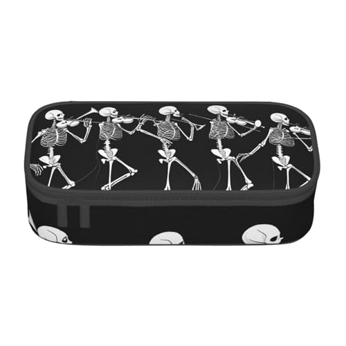 ZDFHKYDY Ladybugs Große Kapazität Büro Federmäppchen für Erwachsene, tragbare Schreibwarentasche für Stifte, Marker und Zubehör – 21 x 9,5 x 5 cm, Halloween beweglicher Skelett-Schädel, Einheitsgröße von ZDFHKYDY