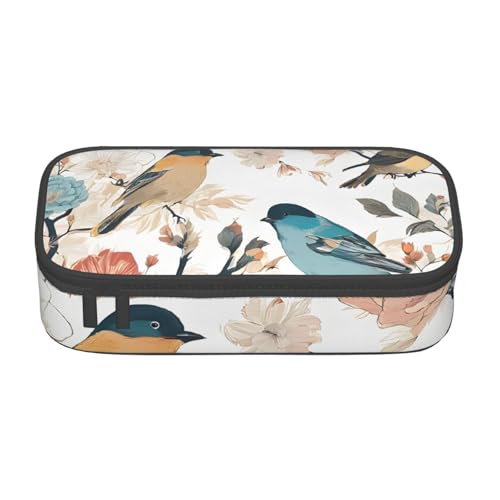 ZDFHKYDY Ladybugs Große Kapazität Büro Federmäppchen für Erwachsene, tragbare Schreibwarentasche für Stifte, Marker und Zubehör – 21 x 9,5 x 5 cm, Japanische Kiefer und Vögel, Einheitsgröße von ZDFHKYDY