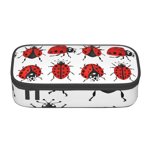 ZDFHKYDY Ladybugs Große Kapazität Büro Federmäppchen für Erwachsene, tragbare Schreibwarentasche für Stifte, Marker und Zubehör – 21 x 9,5 x 5 cm, Marienkäfer, Einheitsgröße, Taschen-Organizer von ZDFHKYDY