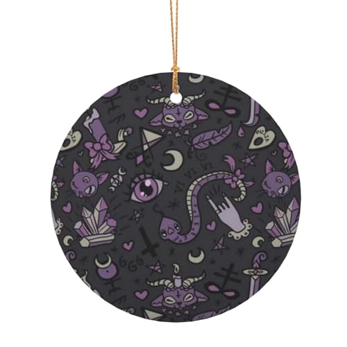 ZDFHKYDY Lila Schwarz Gothic Gruseliger Druck benutzerdefinierte runde Aluminiumanhänger – doppelseitiger Druck, vorgebohrtes Loch für Bastelarbeiten und Veranstaltungen., 8 cm, Aluminium ZDFHKYDY Lila Schwarz Gothic Gruseliger Druck benutzerdefinierte runde Aluminiumanhänger – doppelseitiger Druck, vorgebohrtes Loch für Bastelarbeiten und Veranstaltungen., 8 cm, Aluminium von ZDFHKYDY