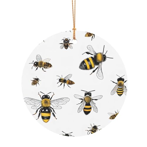 ZDFHKYDY Lustige Bienen – Bedruckter runder Aluminium-Anhänger – doppelseitiger Druck, vorgebohrtes Loch für Bastelarbeiten und Veranstaltungen., 10 cm, Aluminium ZDFHKYDY Lustige Bienen – Bedruckter runder Aluminium-Anhänger – doppelseitiger Druck, vorgebohrtes Loch für Bastelarbeiten und Veranstaltungen., 10 cm, Aluminium von ZDFHKYDY